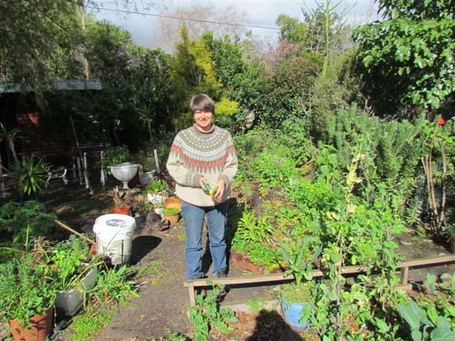 Tracy in her healing garden