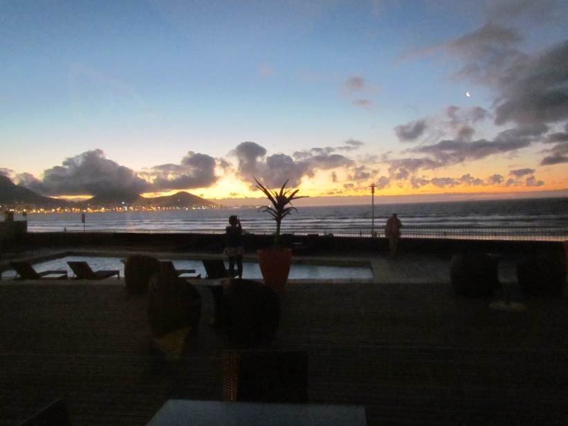 sunset on hotel deck