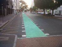 SA&#039;s first green cycle lane lands in Bree Street
